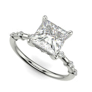 Ariana Princess Cut Pave 4 Prong Petite Engagement Ring Setting - Nivetta